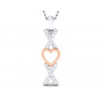 Phebe heart & Kisses Diamond Pendant in two tone 18k gold