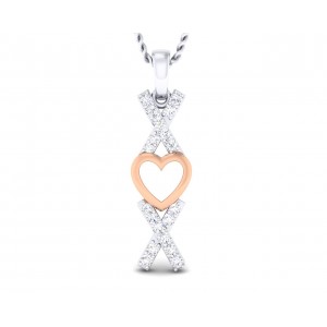 Phebe heart & Kisses Diamond Pendant in two tone 18k gold