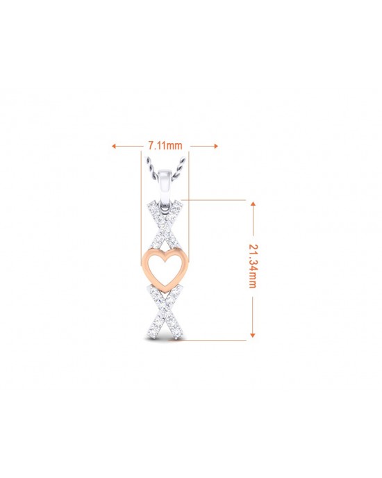 Phebe heart & Kisses Diamond Pendant in two tone 18k gold