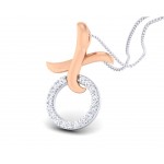 Geela Two tone gold diamond pendant for girls in 18k gold