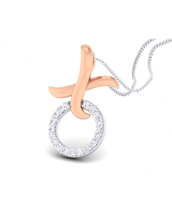 Geela Two tone gold diamond pendant for girls in 18k gold