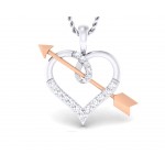 Cupid’s Arrow Heart Pendant in two tone 18k gold with diamonds
