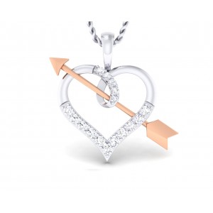 Cupid’s Arrow Heart Pendant in two tone 18k gold with diamonds