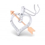 Cupid’s Arrow Heart Pendant in two tone 18k gold with diamonds