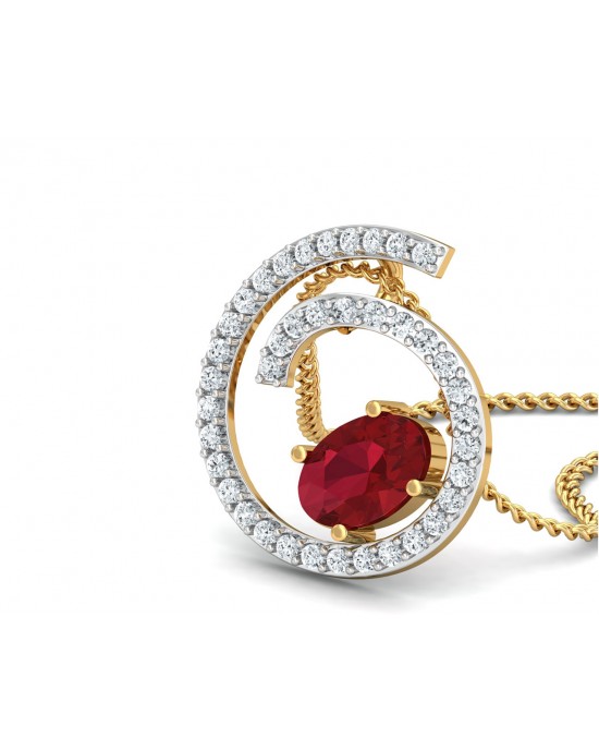 Verica ruby Pendant in Gold with diamonds