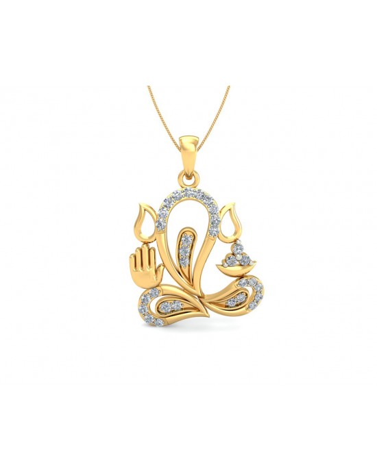 Ganesh Diamond Pendant in 14k gold