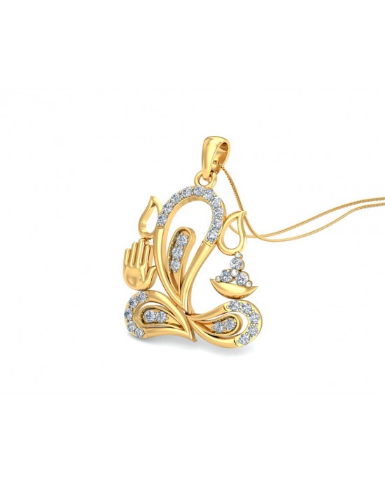 Ganesh Diamond Pendant in 14k gold