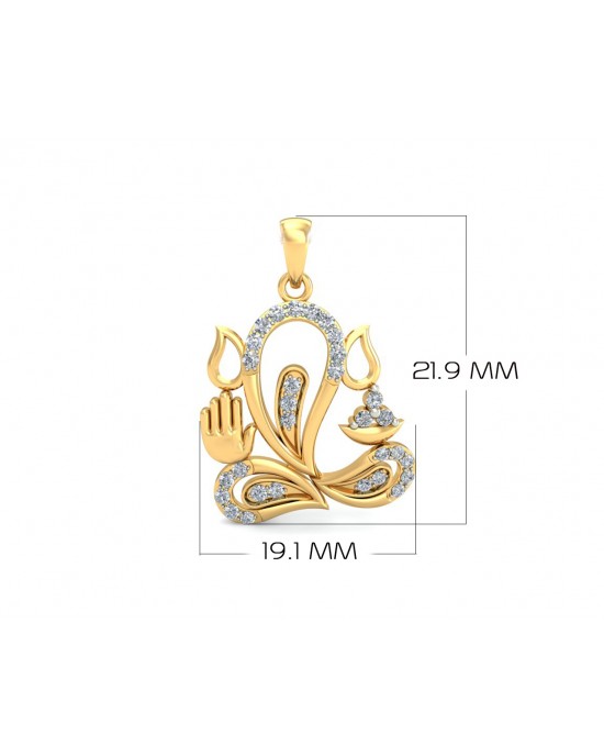 Ganesh Diamond Pendant in 14k gold