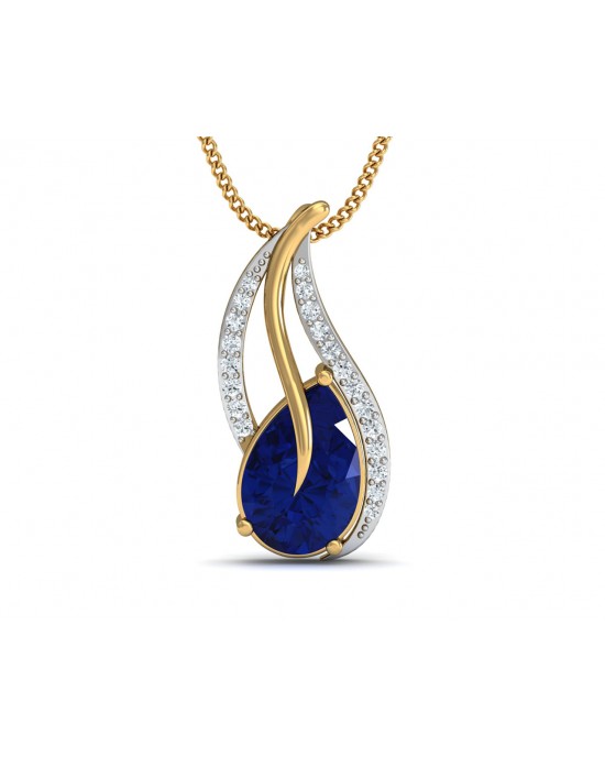 Sary Blue sapphire & diamond pendant in gold