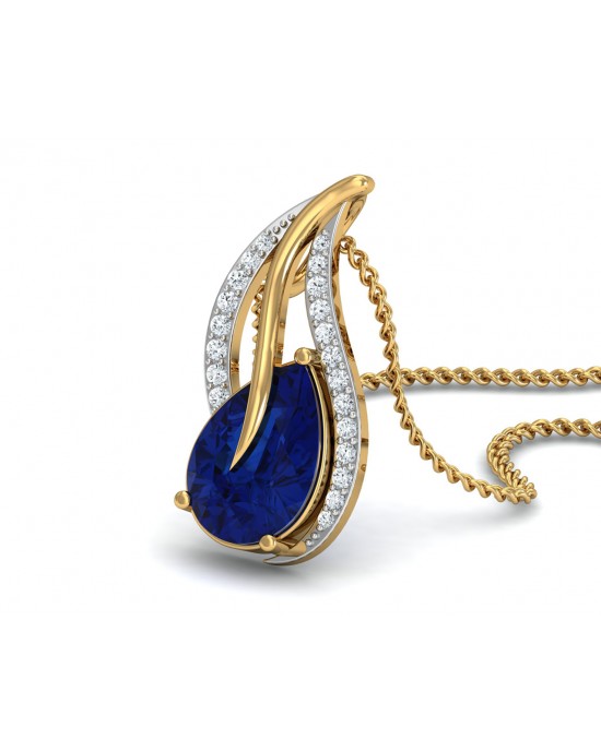 Sary Blue sapphire & diamond pendant in gold