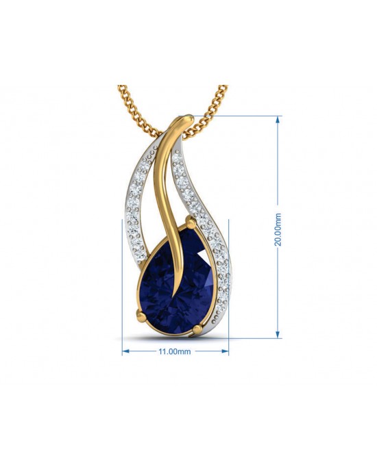 Sary Blue sapphire & diamond pendant in gold