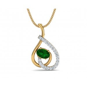 Sely Emerald & diamond pendant in hallmarked gold