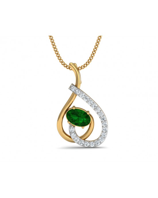 Sely Emerald & diamond pendant in hallmarked gold