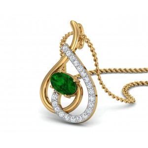 Sely Emerald & diamond pendant in hallmarked gold