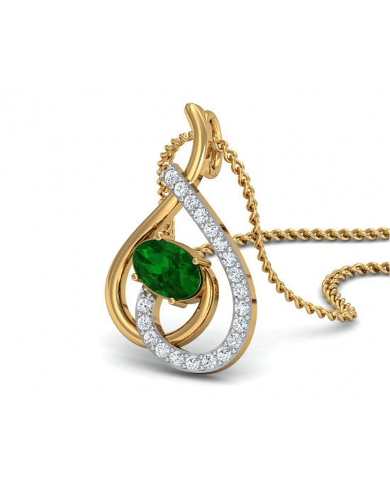 Sely Emerald & diamond pendant in hallmarked gold