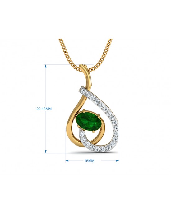 Sely Emerald & diamond pendant in hallmarked gold