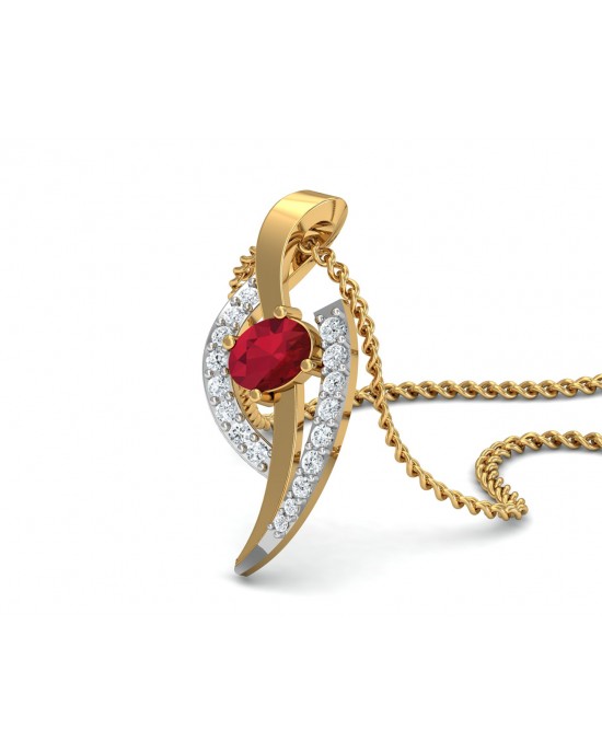 Tory Ruby & Diamond Pendant in Gold