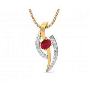 Tory Ruby & Diamond Pendant in Gold