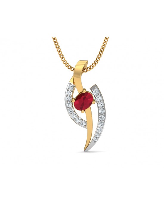 Tory Ruby & Diamond Pendant in Gold