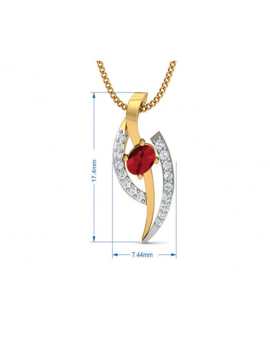 Tory Ruby & Diamond Pendant in Gold