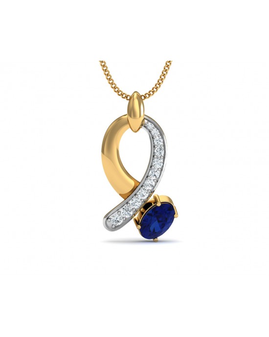 Rami Blue Sapphire & Diamond pendant in Gold