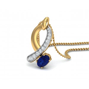 Rami Blue Sapphire & Diamond pendant in Gold