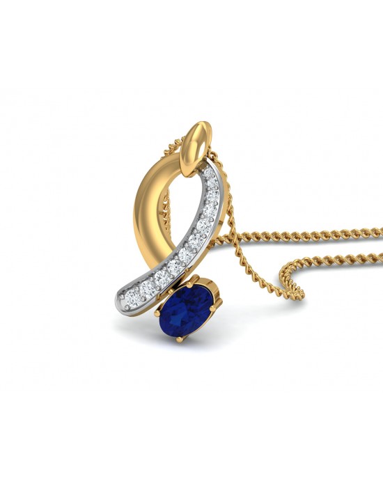 Rami Blue Sapphire & Diamond pendant in Gold