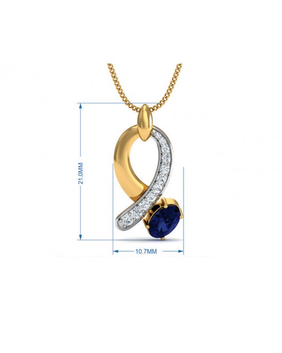 Rami Blue Sapphire & Diamond pendant in Gold