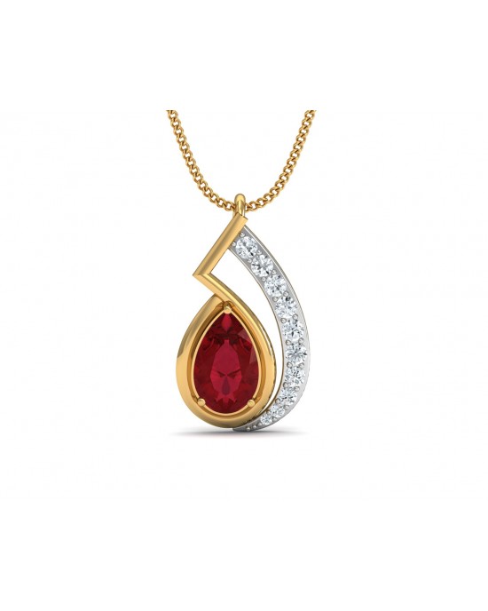 Gold Pendant Set with Ruby Red Crystal for Girls - Cherry Pendant Set by  Blingvine