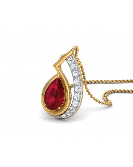 Wila Ruby & diamond Pendant in Gold