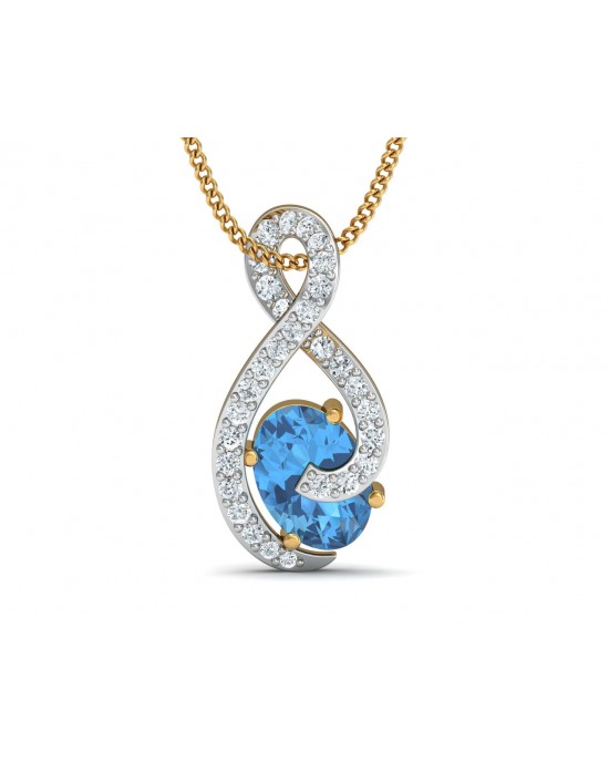 Adina Blue Topaz & Diamond Pendant