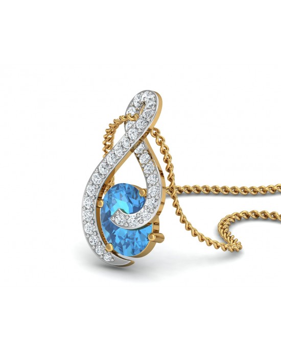 Adina Blue Topaz & Diamond Pendant