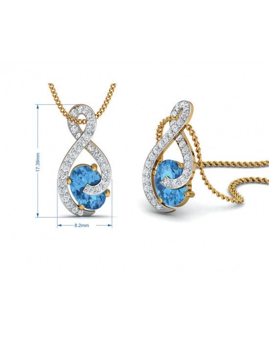 Adina Blue Topaz & Diamond Pendant