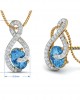 Adina Blue Topaz & Diamond Pendant