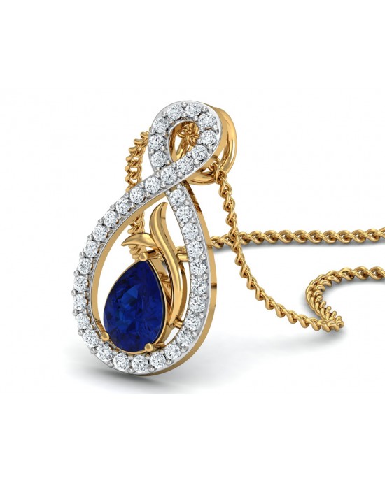 Tarini Blue Sapphire & Diamond Pendant