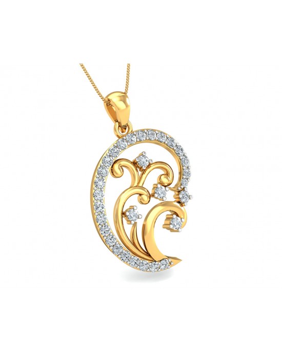 Nawra Diamond Pendant in Gold