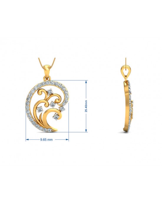 Nawra Diamond Pendant in Gold