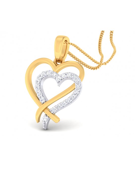 Caron diamond Heart Pendant in Gold