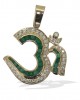 Om Pendant in Gold with Emeralds and Diamonds