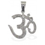 Om Pendant in Silver with Diamond