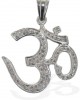 Om Pendant in Silver with Diamond