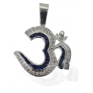 Om Pendant with Sapphire & Diamonds