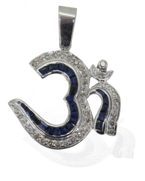 Om Pendant with Sapphire & Diamonds