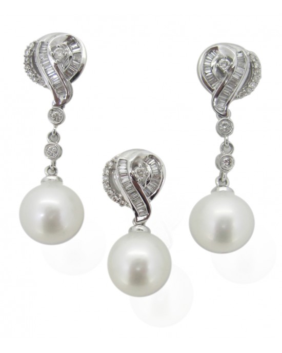 Pearl Diamond Pendant Set