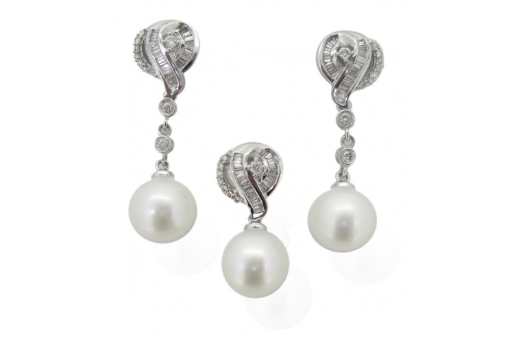 Pearl Diamond Pendant Set In India At Best Jewelslane Pearl Diamond Pendant Set