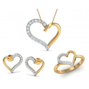 Amia diamond heart Pendant Set