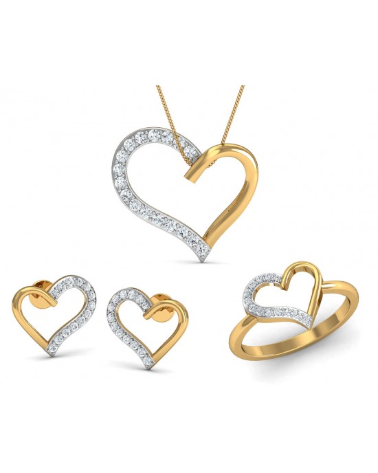 Amia diamond heart Pendant Set