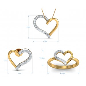 Amia diamond heart Pendant Set