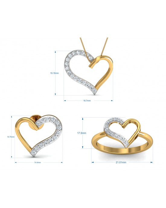 Amia diamond heart Pendant Set