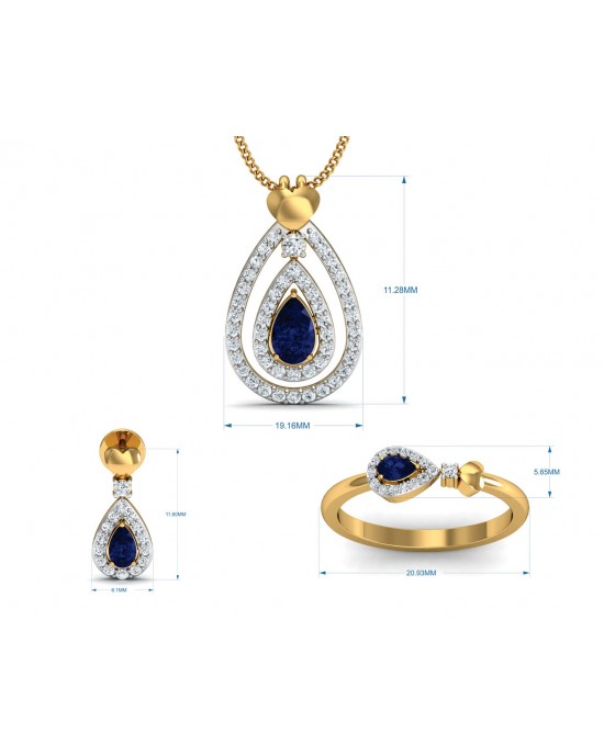 Anchita Sapphire Diamond Pendant Set